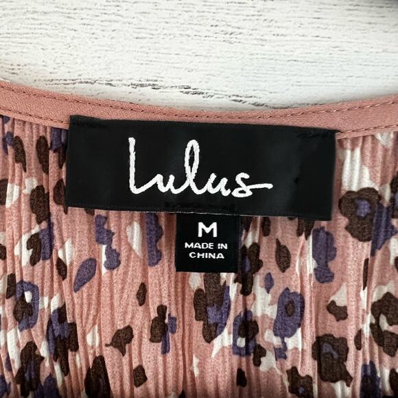 Lulu’s Pink Leopard Print Fit and Flare Crinkle Mini Dress Size M - Picture 8 of 13